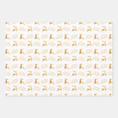 Christmas Reindeers on Navy Blue, Black and White ラッピングペーパーシート (正面3)