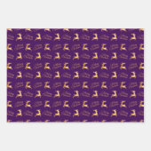 Christmas Reindeers on Purple, Black and White ラッピングペーパーシート (正面)