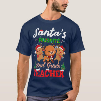 Christmas Reindeers Santas Favorite 2nd Teacher Xm Tシャツ