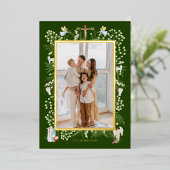 Christmas religious nativity, custom family photo 箔シーズンカード (立ち正面)
