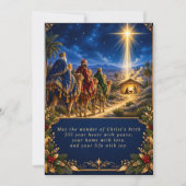 Christmas Religious Nativity Scene Blue Gold シーズンカード (正面)