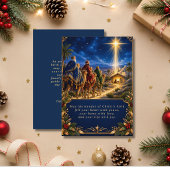 Christmas Religious Nativity Scene Blue Gold シーズンカード