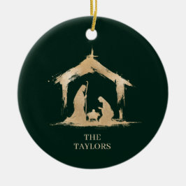 Christmas Religious Nativity Scene Family Photo セラミックオーナメント