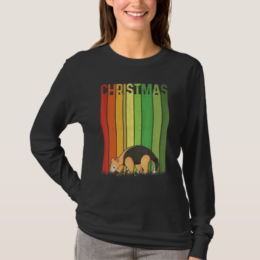 Christmas Retro Aardvark Cute Group Matching Xmas  Tシャツ (正面)