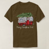 Christmas Retro Camping Caravan Xmas Tree Vehicles Tシャツ (デザイン正面)