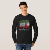 Christmas Retro Camping Caravan Xmas Tree Vehicles Tシャツ (正面フル)