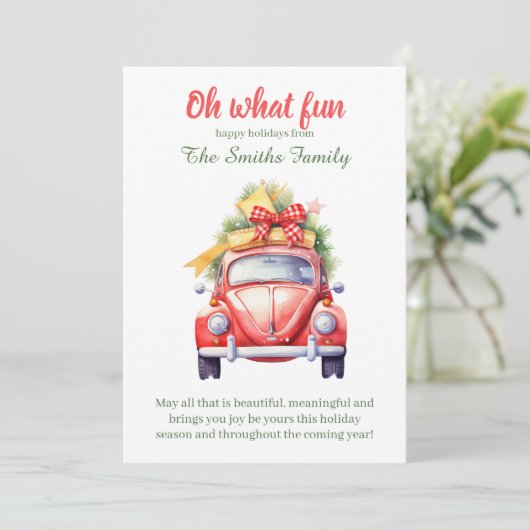 Christmas retro car postcard 招待状 (スタンド正面)