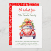 Christmas retro car postcard 招待状 (正面/裏面)