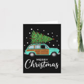 Christmas Retro Car With Christmas Tree - Merry Me カード (正面)