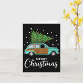 Christmas Retro Car With Christmas Tree - Merry Me カード (黄色い花)