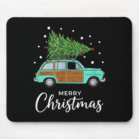 Christmas Retro Car With Christmas Tree - Merry Me マウスパッド (正面)
