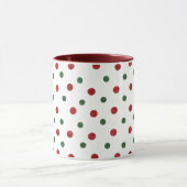 Christmas Retro Dots Pattern Green Red マグカップ (中央)