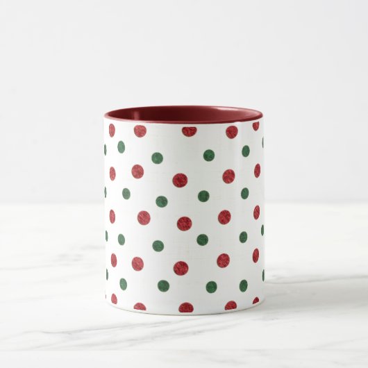 Christmas Retro Dots Pattern Green Red マグカップ (中央)