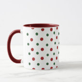 Christmas Retro Dots Pattern Green Red マグカップ (左)