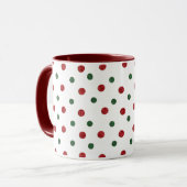 Christmas Retro Dots Pattern Green Red マグカップ (正面左)