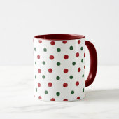 Christmas Retro Dots Pattern Green Red マグカップ (正面右)