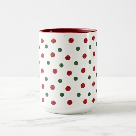Christmas Retro Dots Pattern Red Green マグカップ (中央)