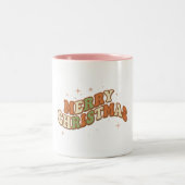 Christmas Retro Groovy Message ツートーンマグカップ (中央)