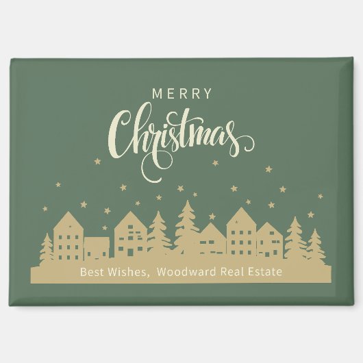 Christmas Retro Houses | Real Estate Personalized  マグネット (正面)