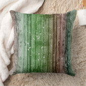 Christmas Retro Red Green Rustic Wood Texture クッション (ブランケット)