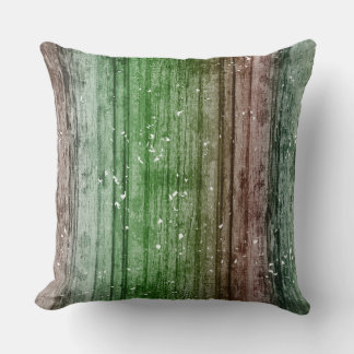 Christmas Retro Red Green Rustic Wood Texture  クッション