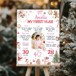 Christmas Retro Santa Birthday Milestone Photo ポスター