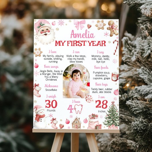 Christmas Retro Santa Birthday Milestone Photo ポスター