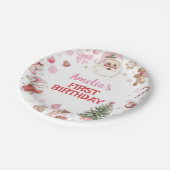 Christmas Retro Santa Birthday Paper Plates ペーパープレート (アングル)