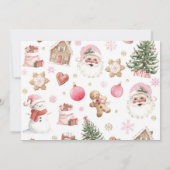 Christmas Retro Santa Winter Birthday Photo サンキューカード (裏面)