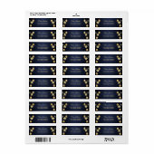 Christmas Return Address Golden Ornament Navy Blue ラベル (フルシート)