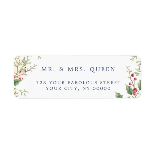 Christmas Return Address holly berries ラベル (正面)