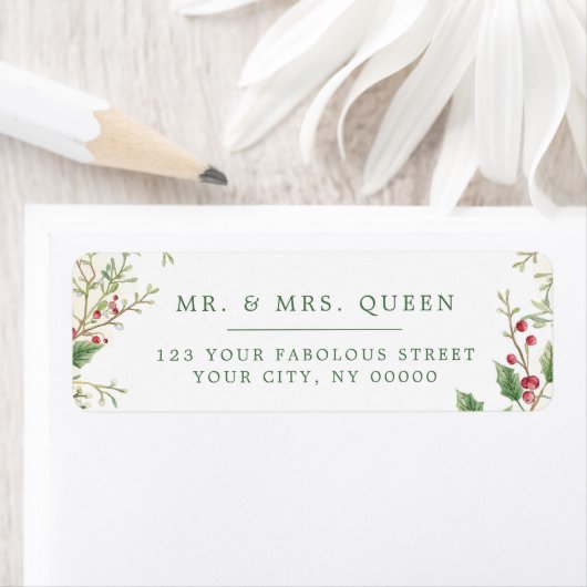 Christmas Return Address holly berries ラベル (インサイチュ)