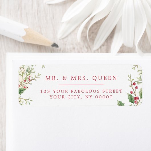 Christmas Return Address holly berries ラベル (インサイチュ)