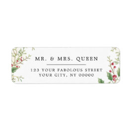 Christmas Return Address holly berries ラベル