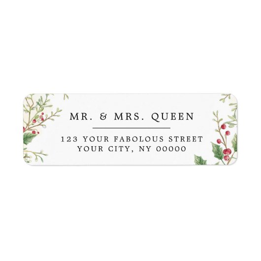 Christmas Return Address holly berries ラベル (正面)