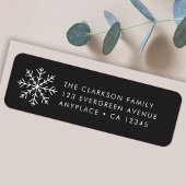 Christmas Return Address Label | Black Snowflake ラベル