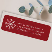 Christmas Return Address Label | Red Snowflake ラベル
