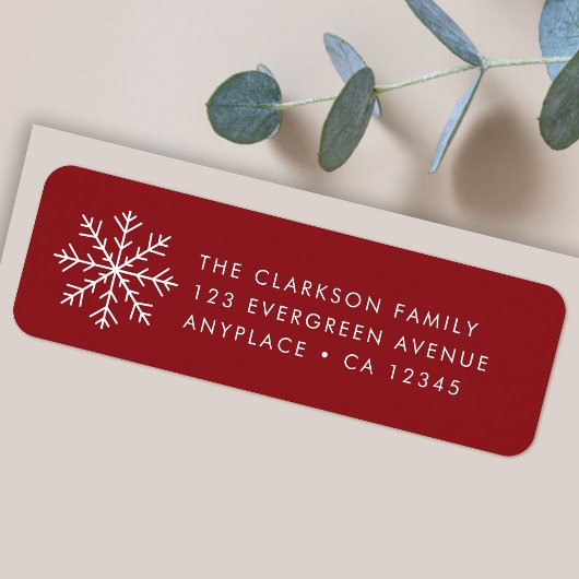 Christmas Return Address Label | Red Snowflake ラベル