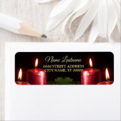 Christmas Return Address Red Candle Winter Holiday ラベル (インサイチュ)