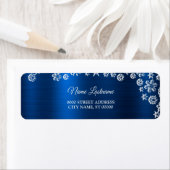 Christmas Return Address White Snowflakes Blue ラベル (インサイチュ)