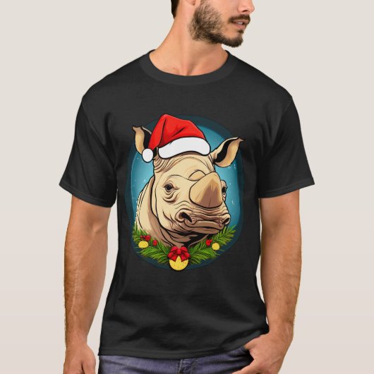 Christmas rhino T-Shirt Tシャツ (正面)
