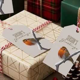 Christmas Robin Bird Season's Greetings Gift Tags ギフトタグ