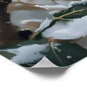 Christmas Robin Print, Vintage Winter Bird Art ポスター (角)