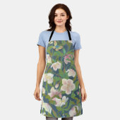 Christmas Rose & Silverwing Butterfly Nocturne エプロン (着用した状態)