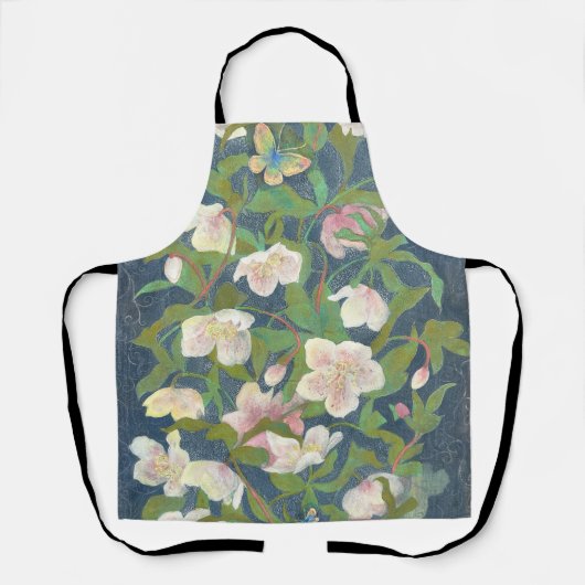 Christmas Rose & Silverwing Butterfly Nocturne エプロン (正面)