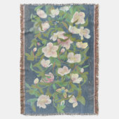 Christmas Rose & Silverwing Butterfly Nocturne スローブランケット (正面縦)