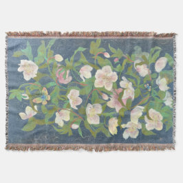 Christmas Rose & Silverwing Butterfly Nocturne スローブランケット