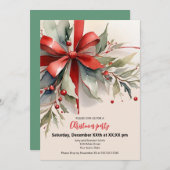 Christmas Roses Watercolor Flat Holiday Card シーズンカード (正面/裏面)