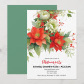 Christmas Roses Watercolor Flat Holiday Card シーズンカード (正面/裏面)