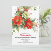 Christmas Roses Watercolor Flat Holiday Card シーズンカード (スタンド正面)